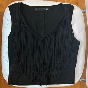 Zara Black Fringe Tank Top